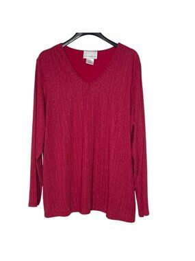 Susan Graver Metallic Stripe Liquid Knit Slinky Stretch Top Sz 2X Holiday Party
